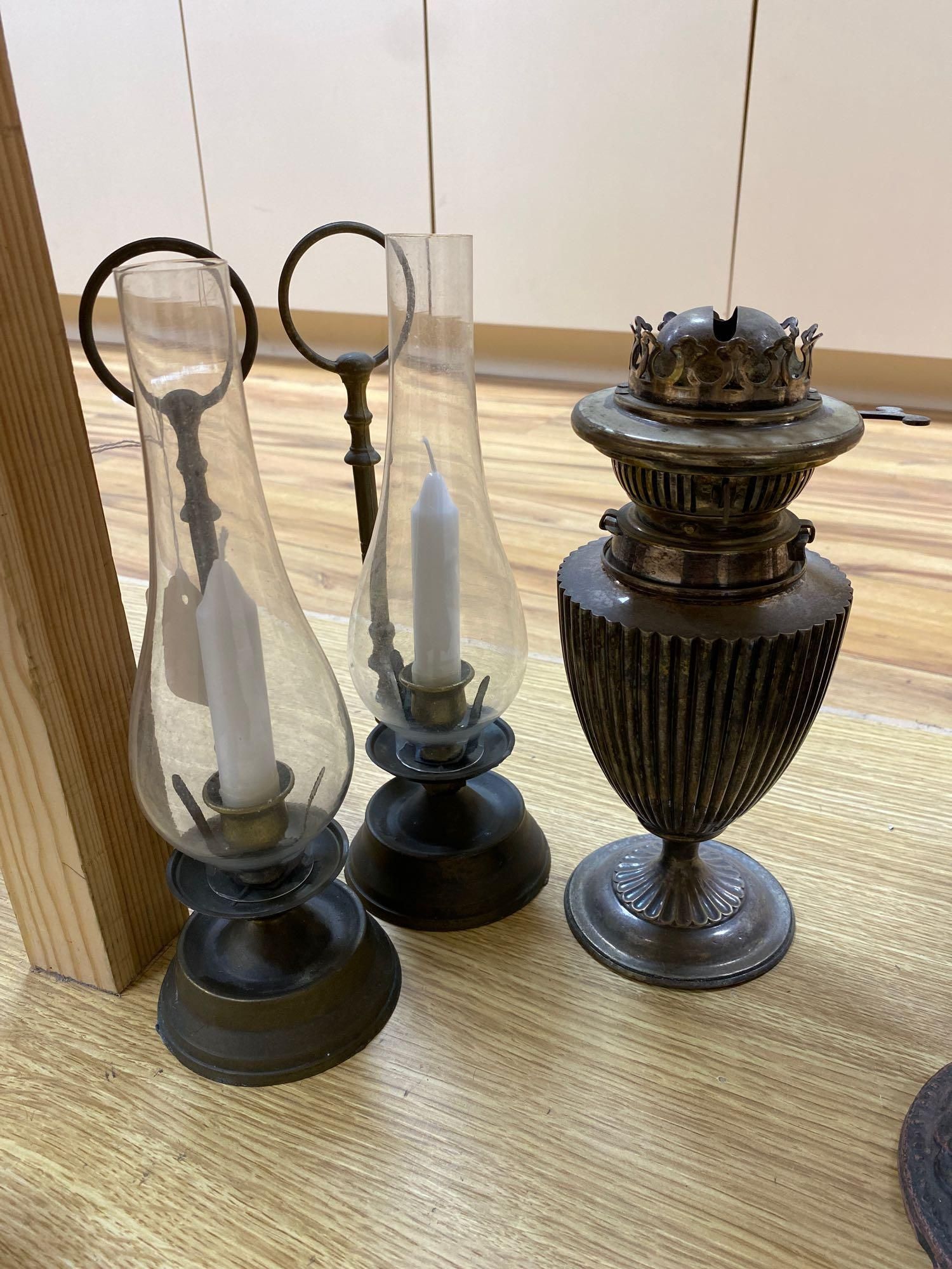 Six various oil lamps